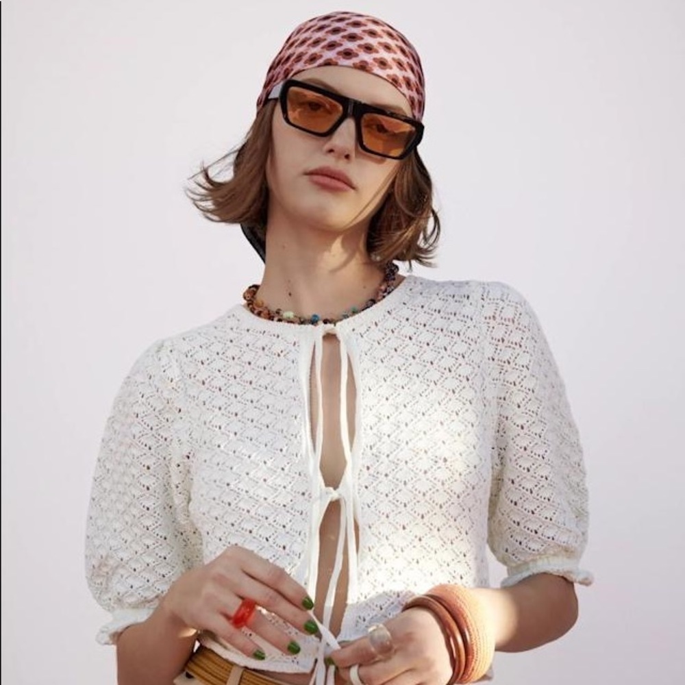 Zara Pointille Knit Top